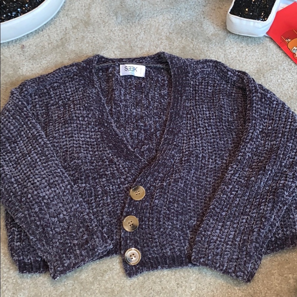 Chenille crop cardigan